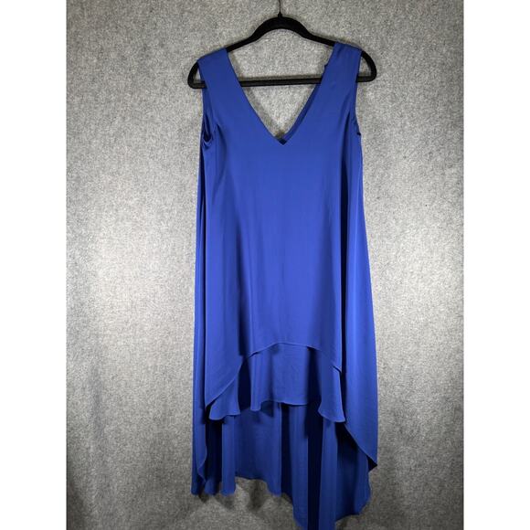 BCBG Maxazria Dress Women XXS Royal Blue Chiffon Sleeveless High Low Vacation - Picture 1 of 7